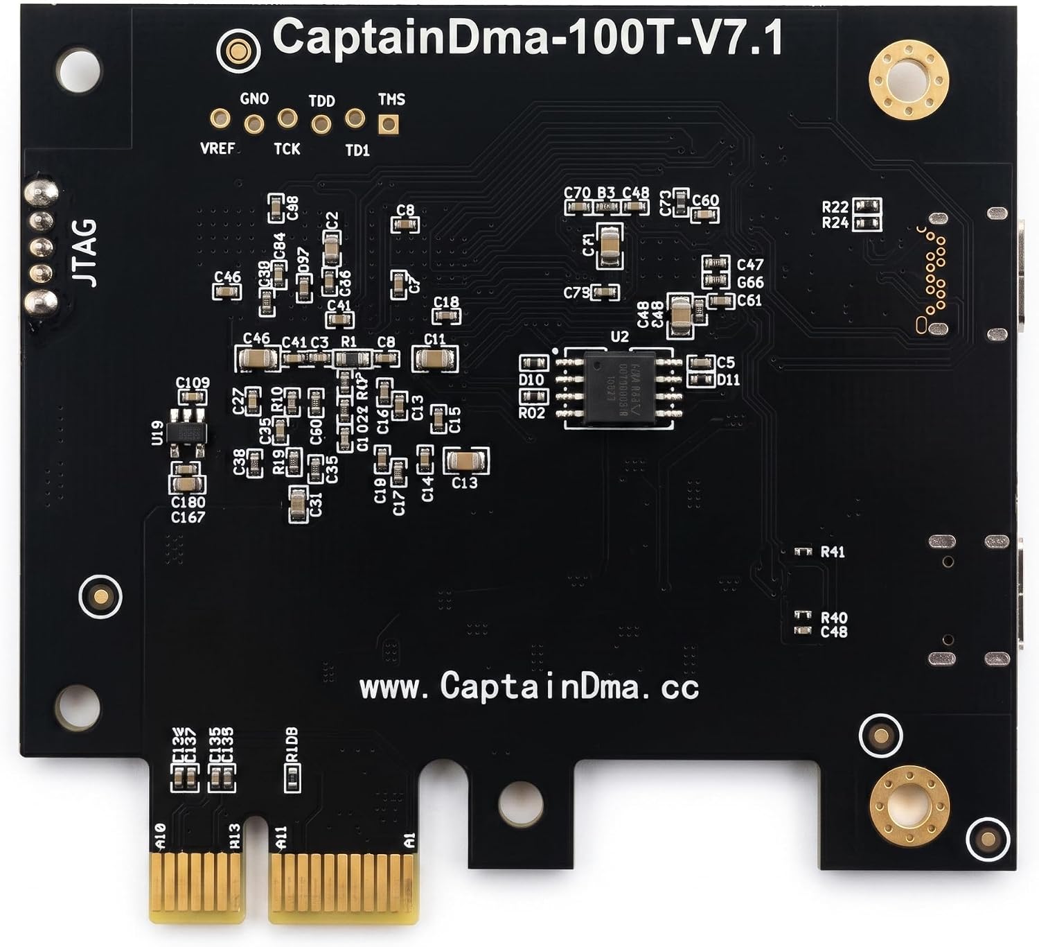 Back of the CaptainDMA 100T PCB